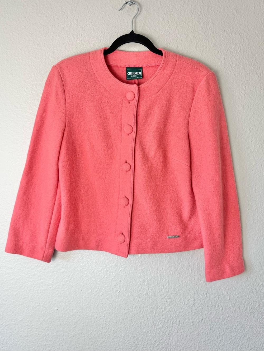 Vintage Geiger of Austria Pink Peach Wool Jacket Size Small